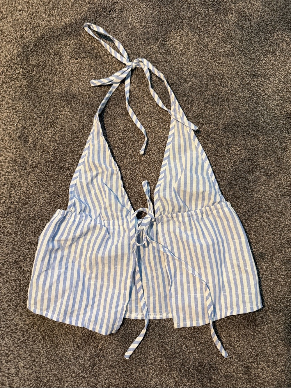 SHEIN Blue and White Striped Halter Tank Top A-88